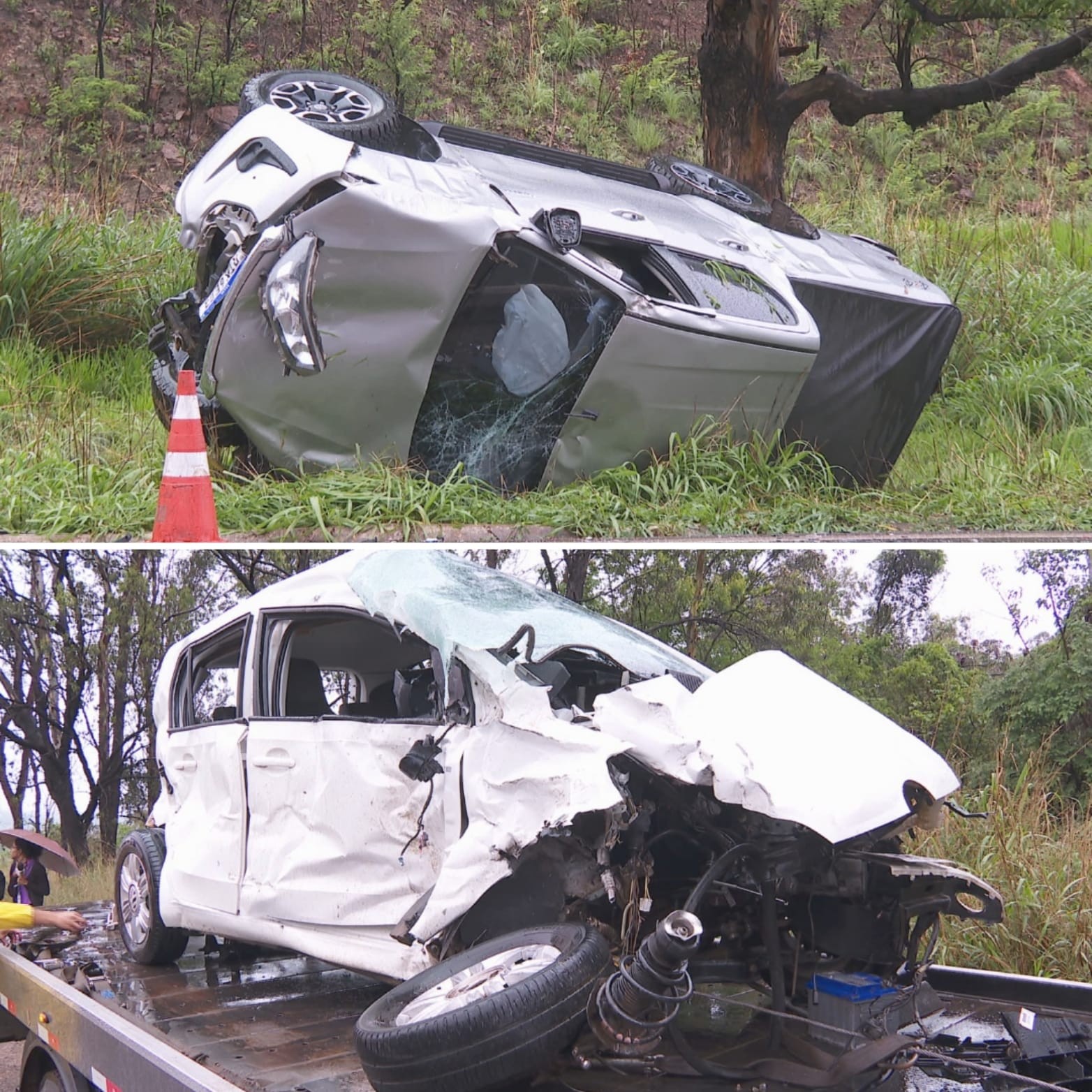 Câmera de segurança flagra tombamento de carreta na BR-381 durante volta do feriado; VÍDEO