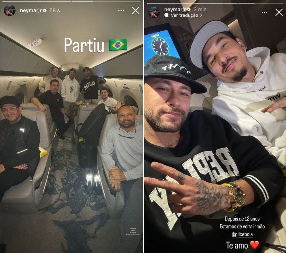 Neymar Jr. posta foto em avião após anunciar volta ao Santos FC: 'Partiu Brasil' — Foto: Redes sociais