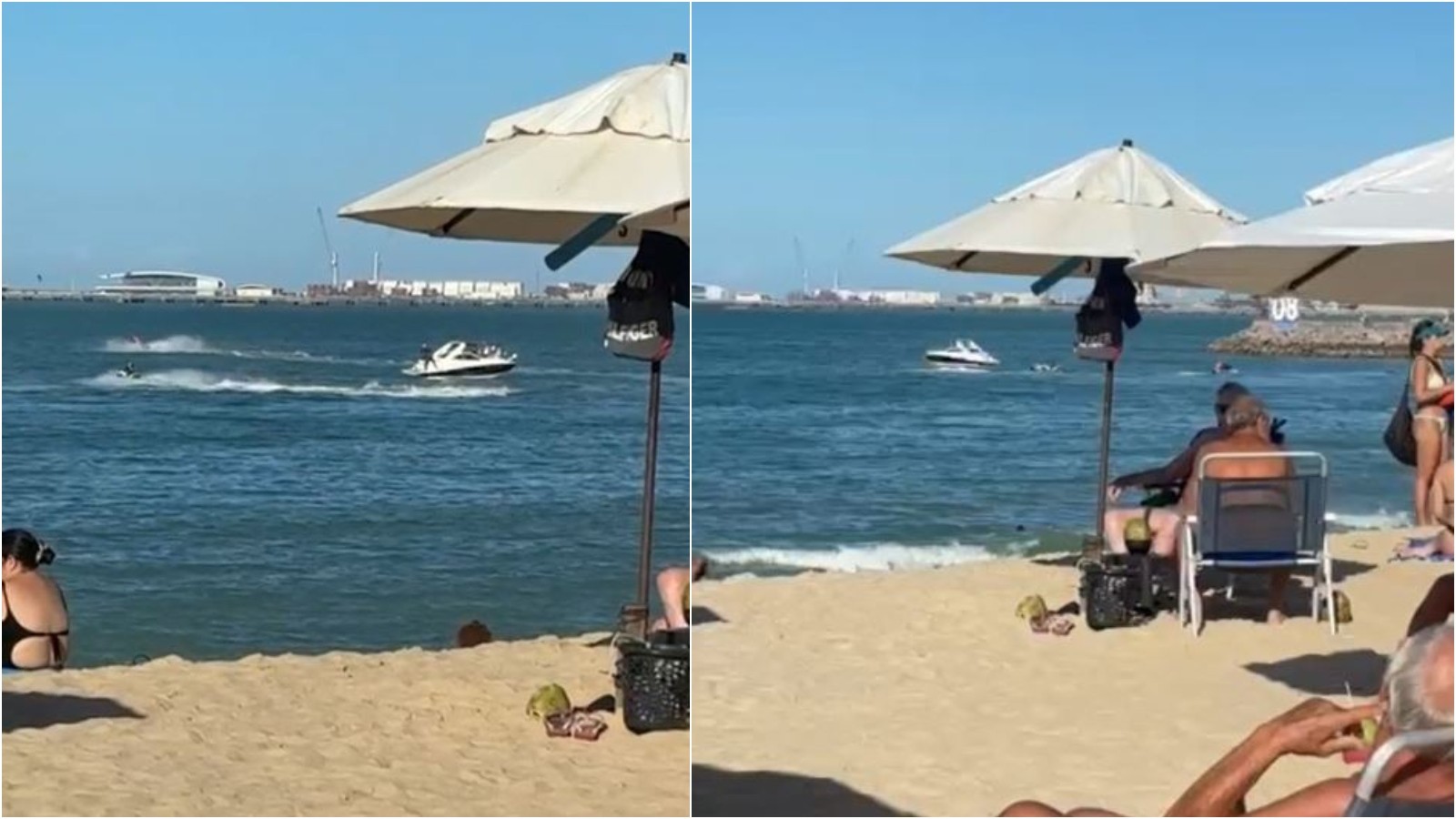 Motos aquáticas fazem manobras perigosas perto de banhistas na Praia do Meireles, em Fortaleza