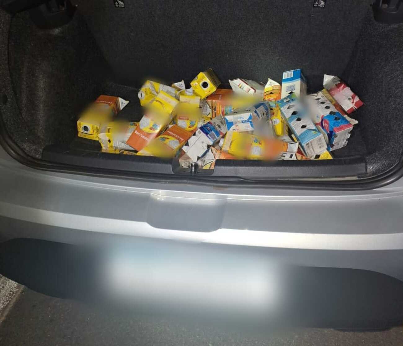 Pássaros trinca-ferros e sabiá transportados em caixas de leite são apreendidos durante ação policial na MG-050