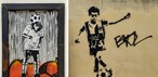 Dribles em chapas metálicas e gols em telhas de zinco: artista sorocabano transforma momentos do futebol em grafites — Foto: Reprodução/golgraffiti