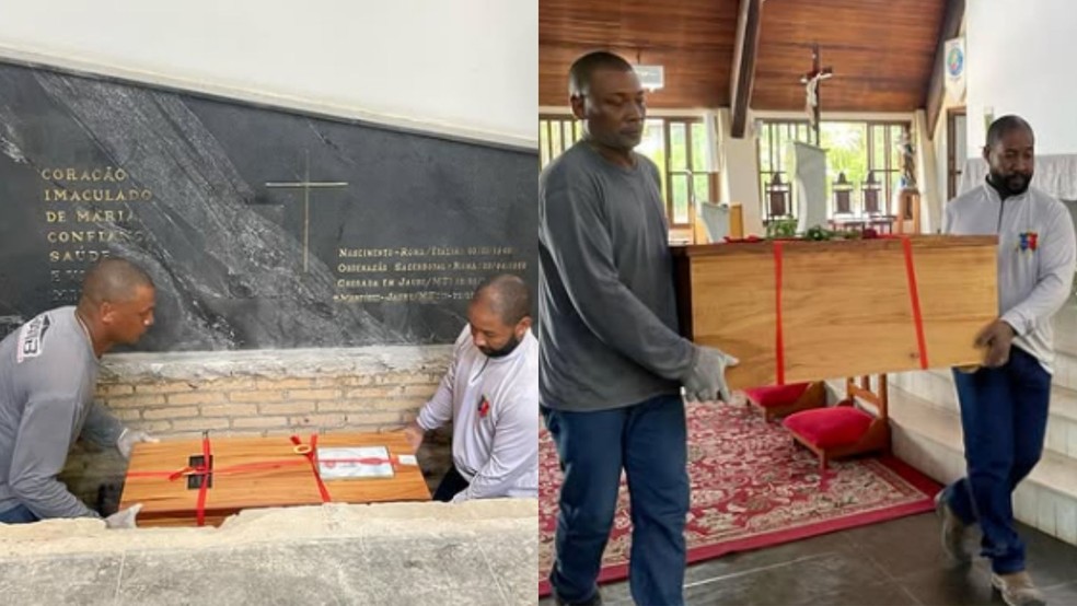 Reconhecimento canônico dos restos mortais do Padre Nazareno Lanciotti, em Jauru — Foto: @beatonazarenolanciotti.oficial