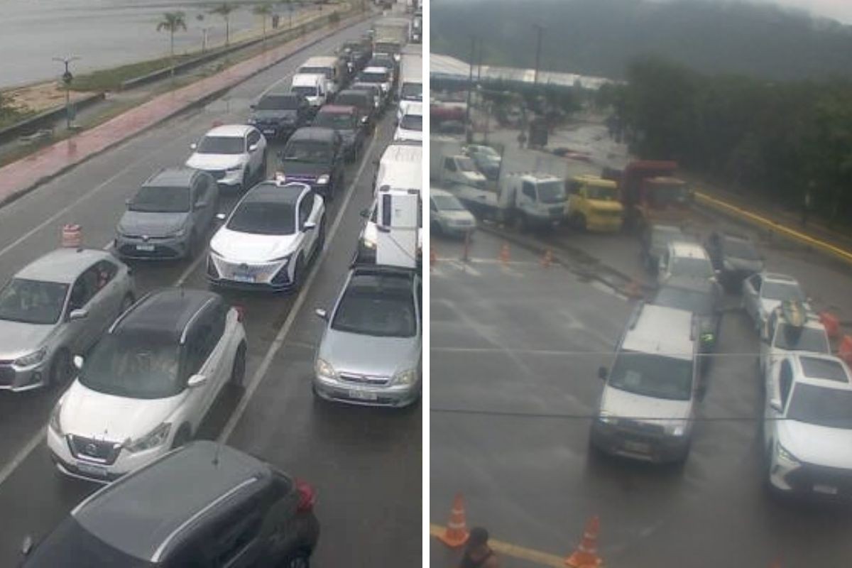 Travessia de balsa entre São Sebastião e Ilhabela, no Litoral de SP, é paralisada por fortes ventos