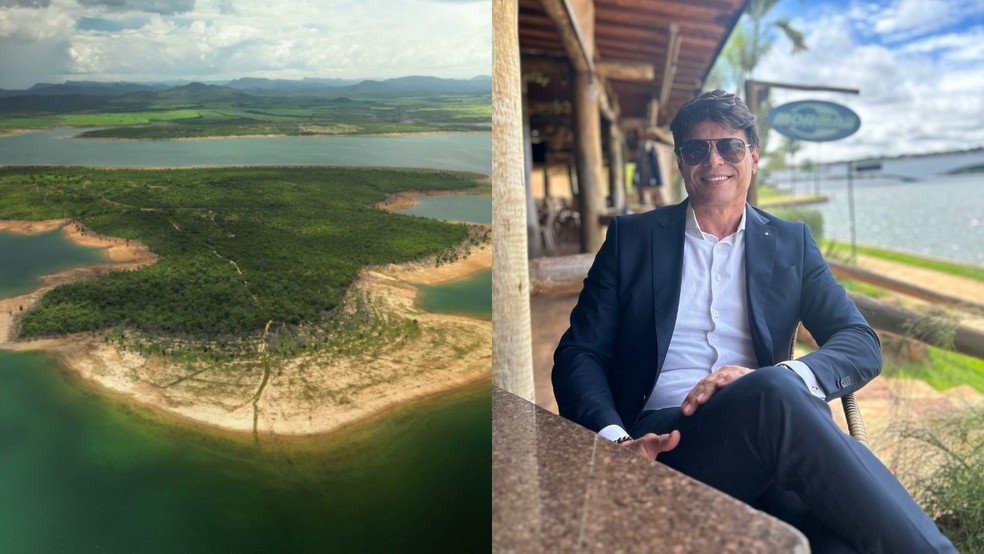 Além da ilha na Serra da Mesa, Welerson Antunes está negociando outra também no estado de Goiás — Foto: Divulgação/Welerson Antunes e Arquivo pessoal/Welerson Antunes