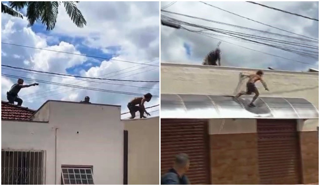 VÍDEO: suspeito de roubar idosa é preso ao tentar fugir por telhados de casas e ser perseguido pela PM 