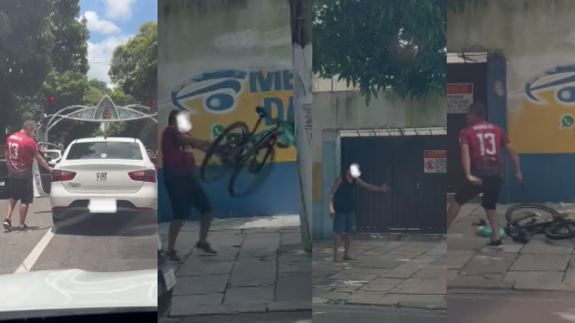 VÍDEO: motorista de táxi destrói bicicleta de ciclista durante briga em Belém