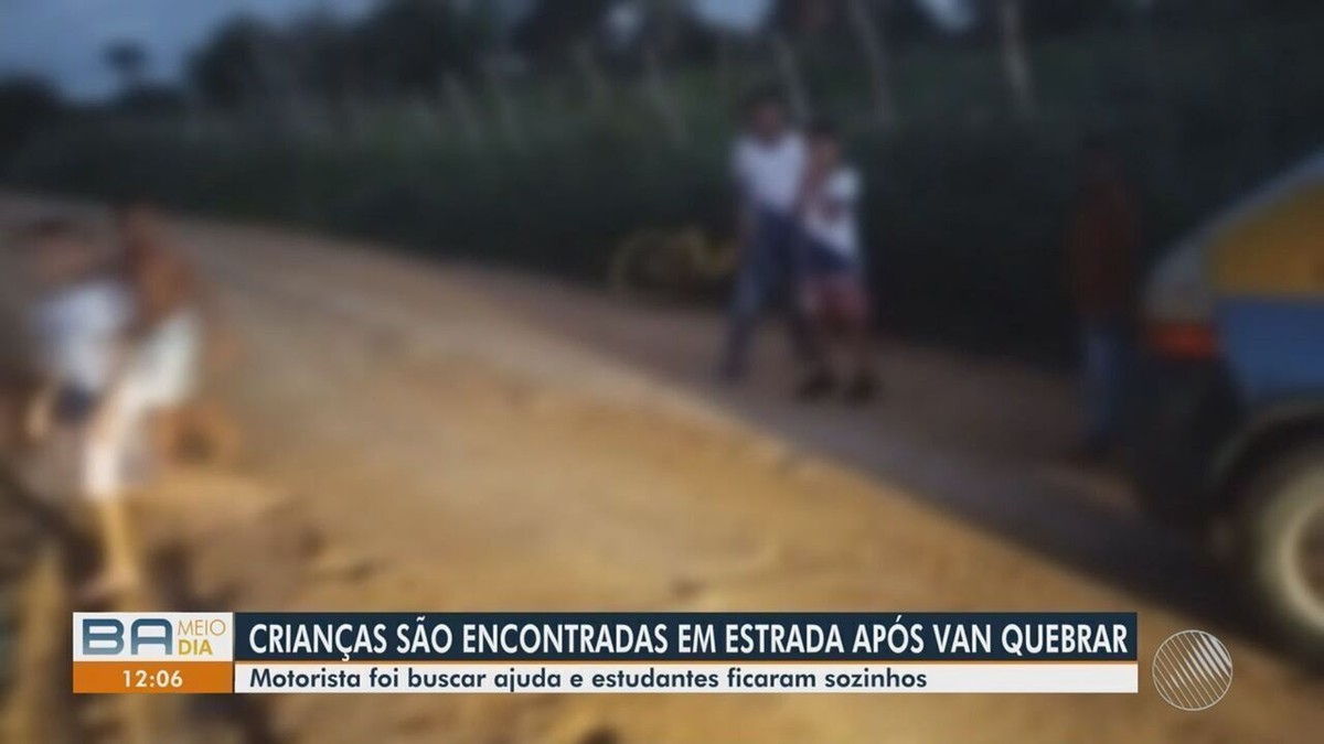 Van quebra, motorista sai para buscar socorro e deixa crianças sozinhas em estrada na Bahia