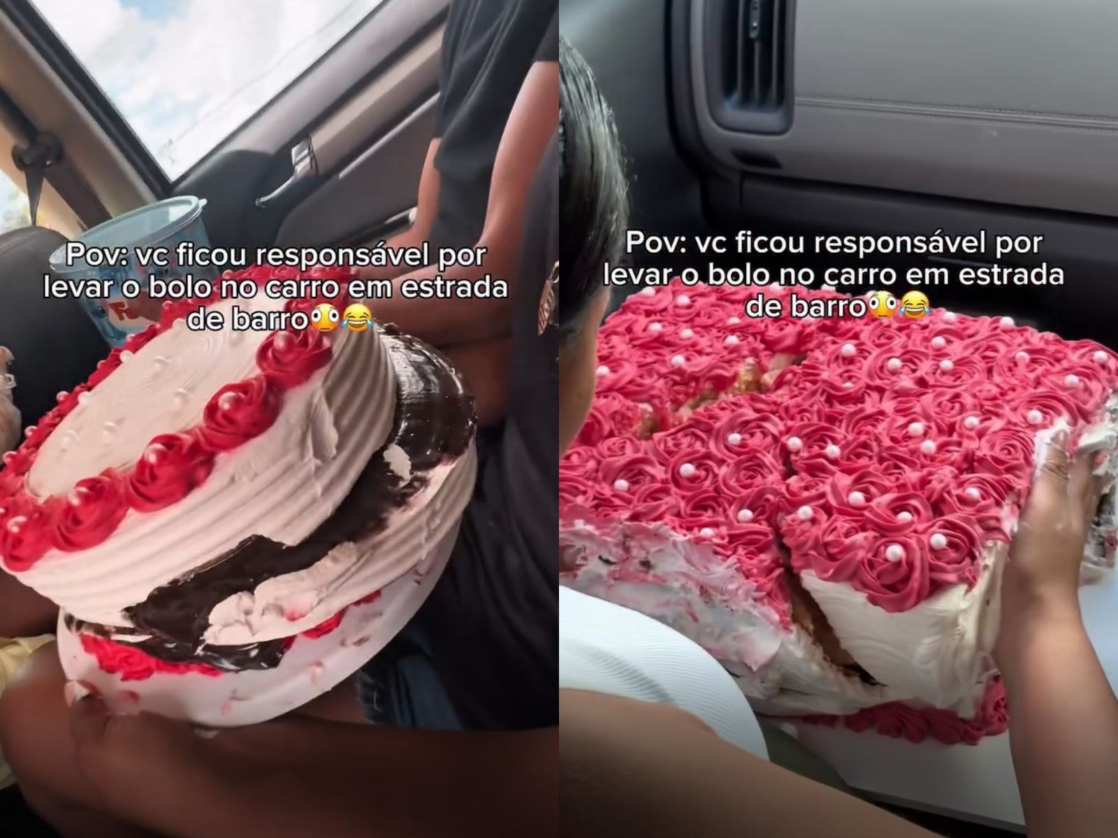 Grupo viraliza com bolo que rachou durante transporte em ramal no interior do Acre