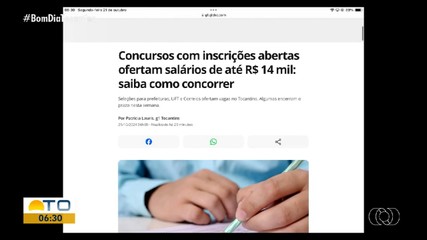 g1 Tocantins: concursos com inscrições abertas ofertam salários de até R$ 14 mil