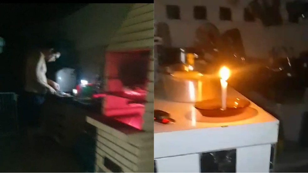 População improvisa lanternas e velas durante réveillon 2024 em cidades do Ceará. — Foto: Reprodução