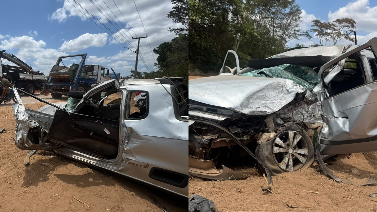 Quatro pessoas ficam feridas após batida entre carro e caminhão na Zona Sul de Teresina; motorista ficou preso às ferragens