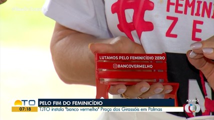 Banco vermelho que luta pelo fim do feminicídio é instalado em Palmas