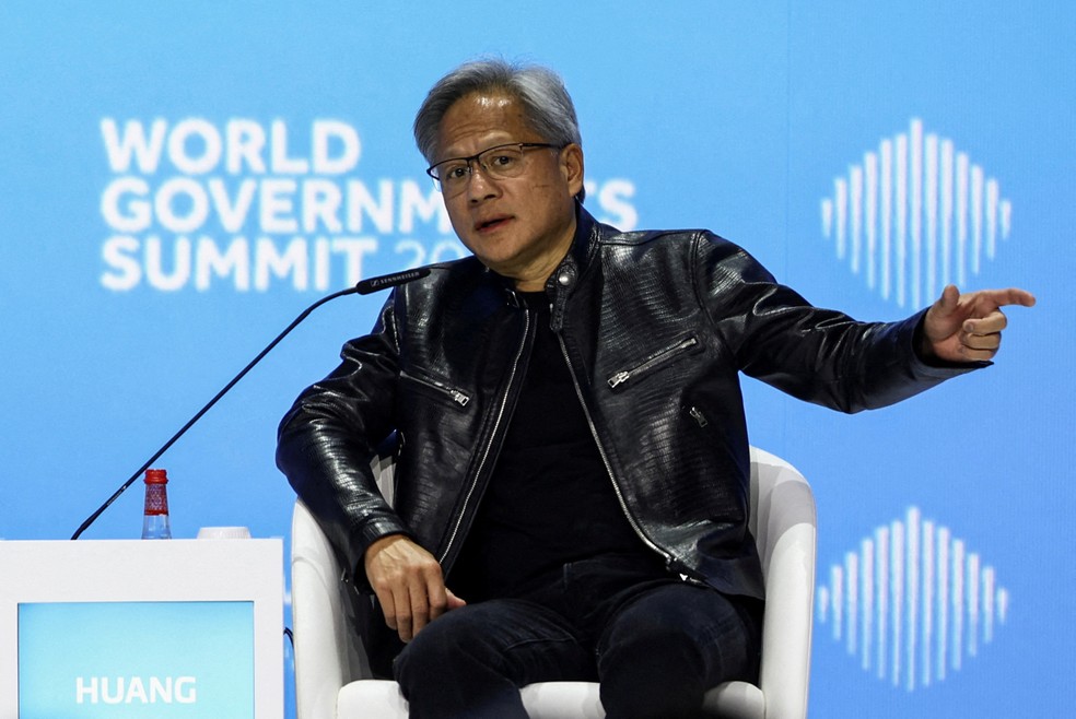 Jensen Huang, presidente-executivo da Nvidia, em foto de 12 de fevereiro de 2024 — Foto: Reuters/Amr Alfiky