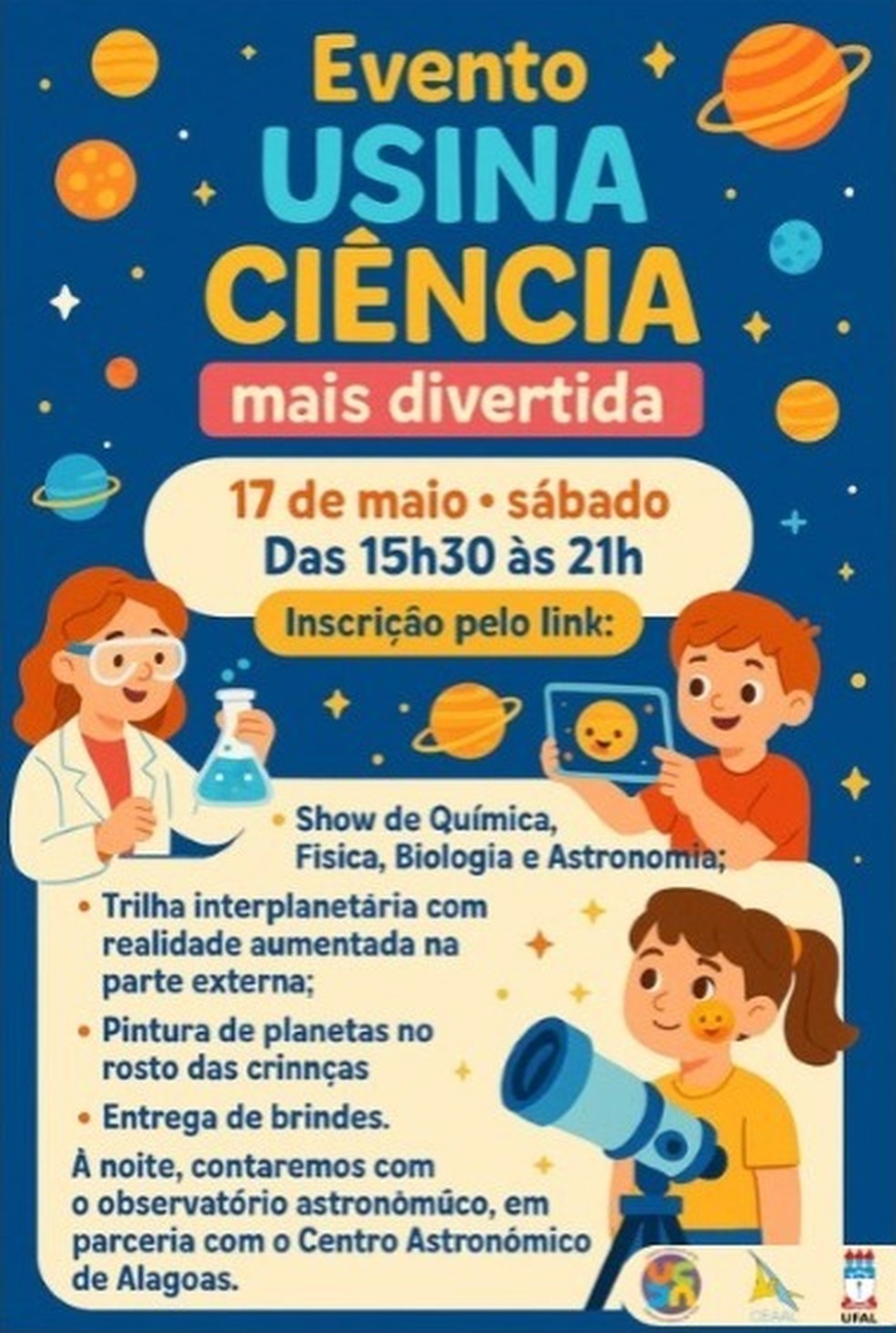 Evento Usina Ciência mais divertida acontece no sábado, 17 de maio — Foto: Divulgação