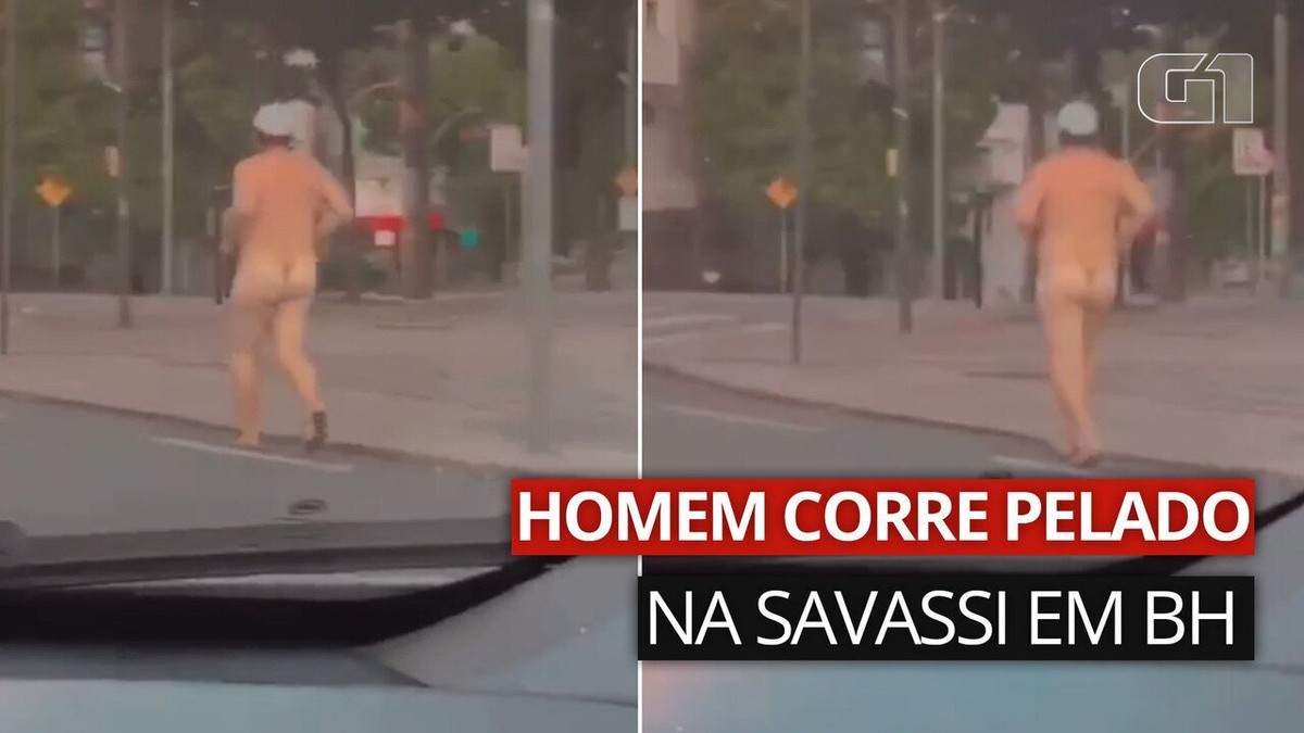 Vídeo mostra homem pelado correndo na Savassi, em BH