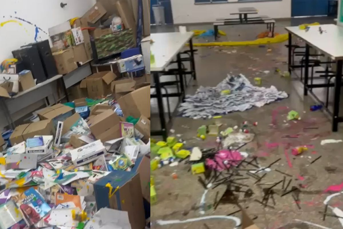 Pai denuncia as filhas ao encontrar meninas pichando e depredando escola em MS