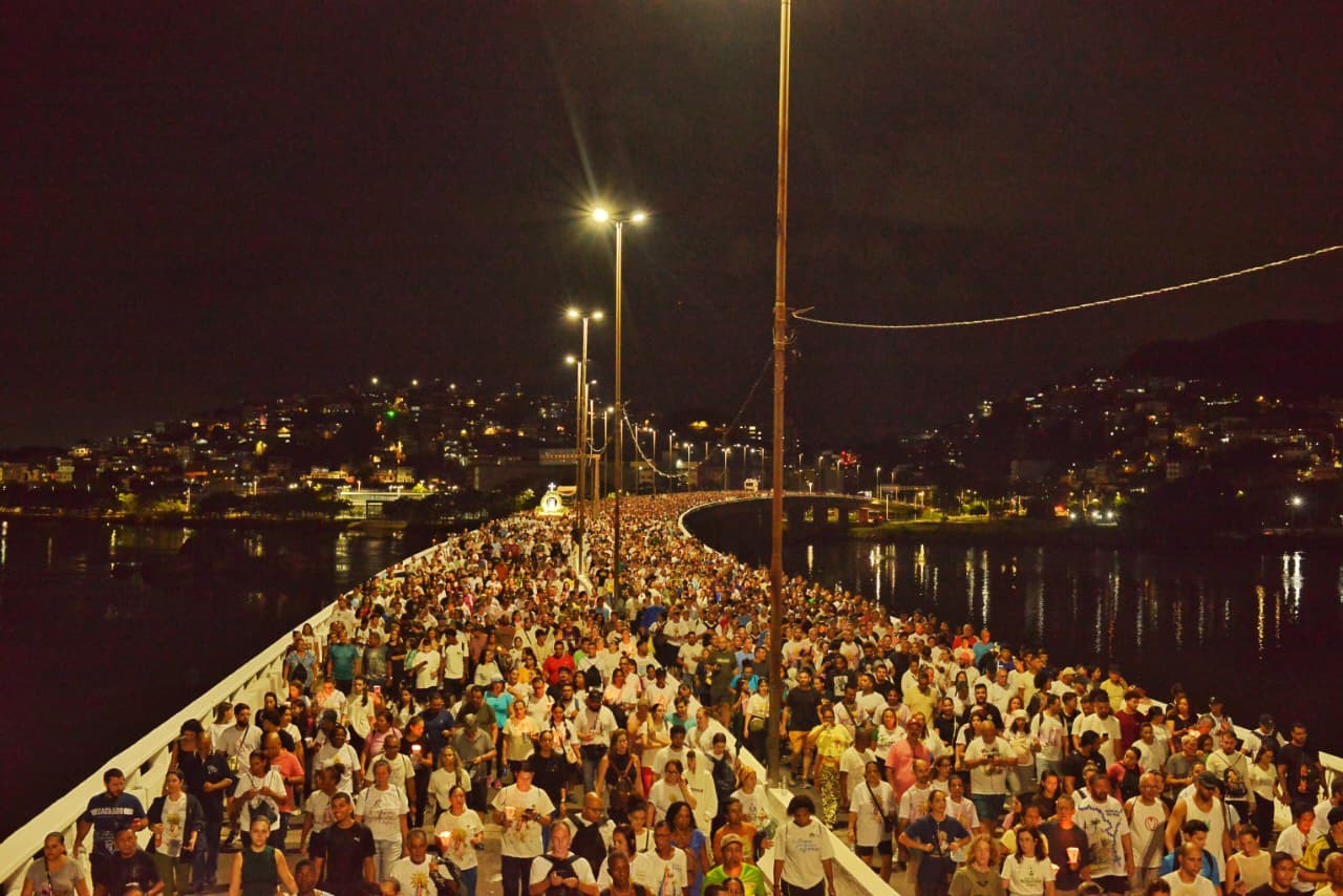 Romaria dos Homens atrai 1,2 milhão de fiéis durante Festa da Penha 2026, no Espírito Santo — Foto: Fernando Madeira/Rede Gazeta