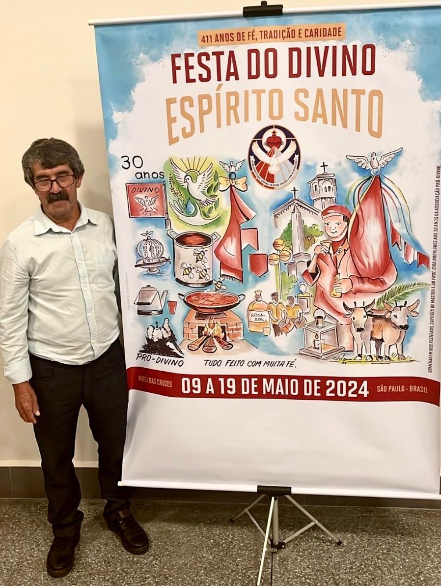 Professor de Salesópolis é o responsável pelo cartaz da Festa do Divino Espírito Santo de Mogi das Cruzes