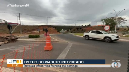 Trecho de viaduto em obras segue interditado em Gurupi até domingo (4)