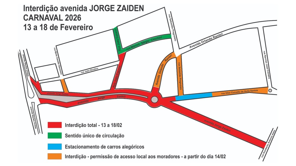 1 de 2
Montagem de estrutura de desfile de carnaval causa interdições em Bauru — Foto: Prefeitura de Bauru/reprodução