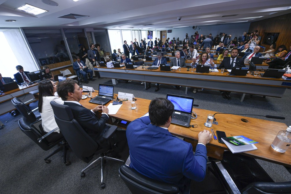 CPI dos Atos Golpistas durante sessão em que relatório final foi votado — Foto: Edilson Rodrigues/Agência Senado