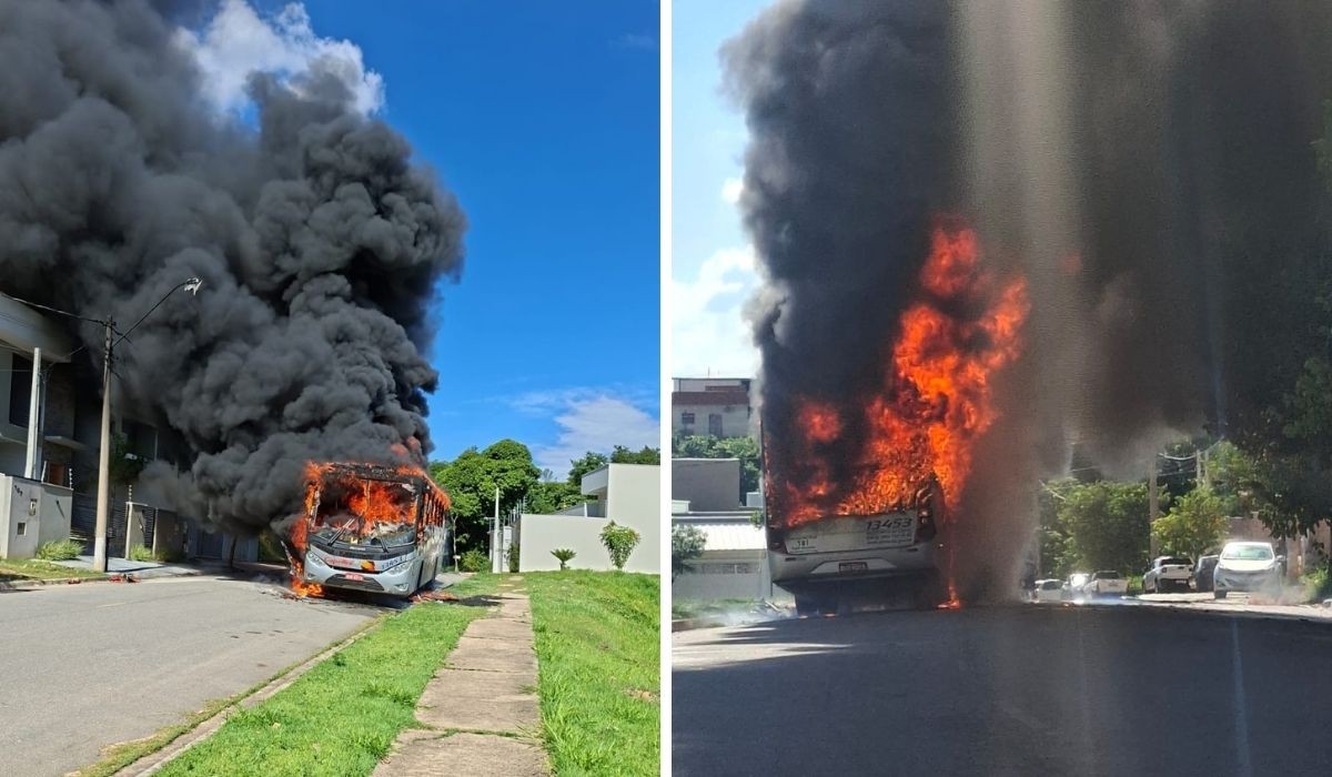 VÍDEO: ônibus pega fogo em Vinhedo e fumaça assusta moradores