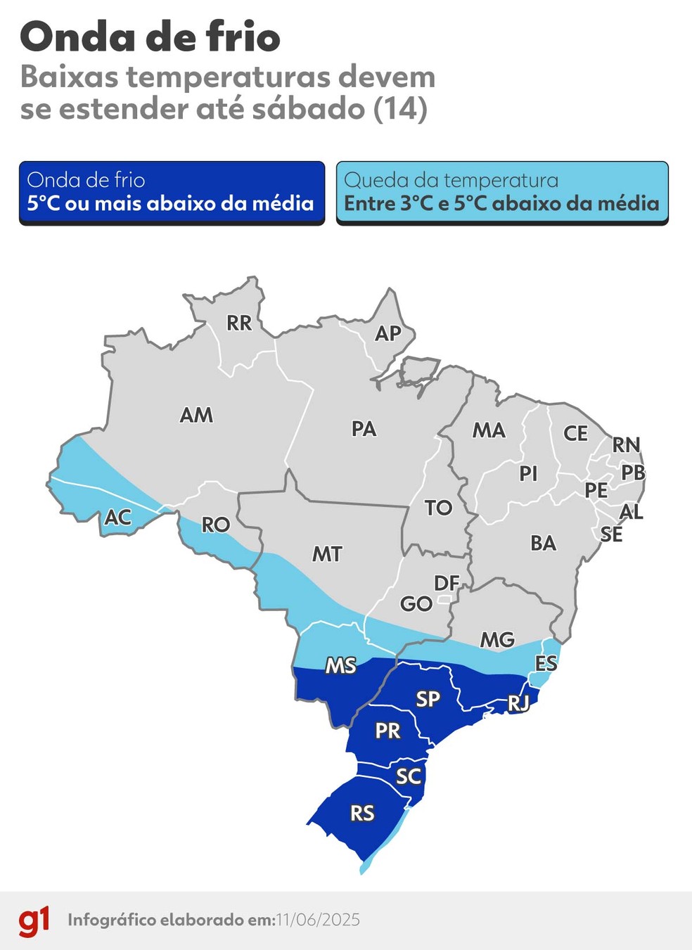 Onda de frio — Foto: Arte/g1