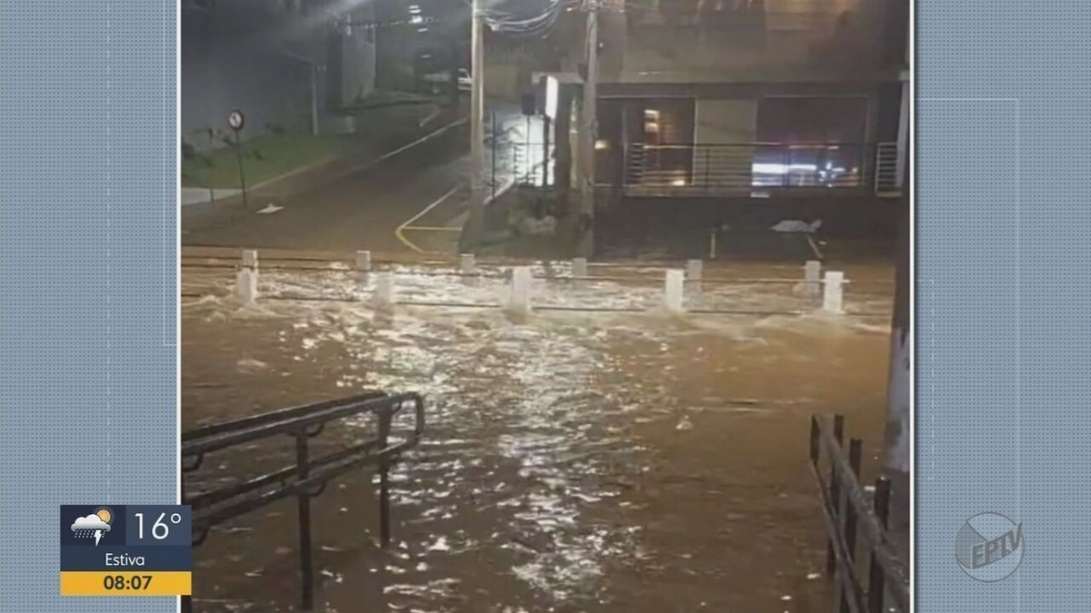 Chuva Faz Córrego Transbordar E Alaga Avenida Da Moda, Em Passos, MG ...