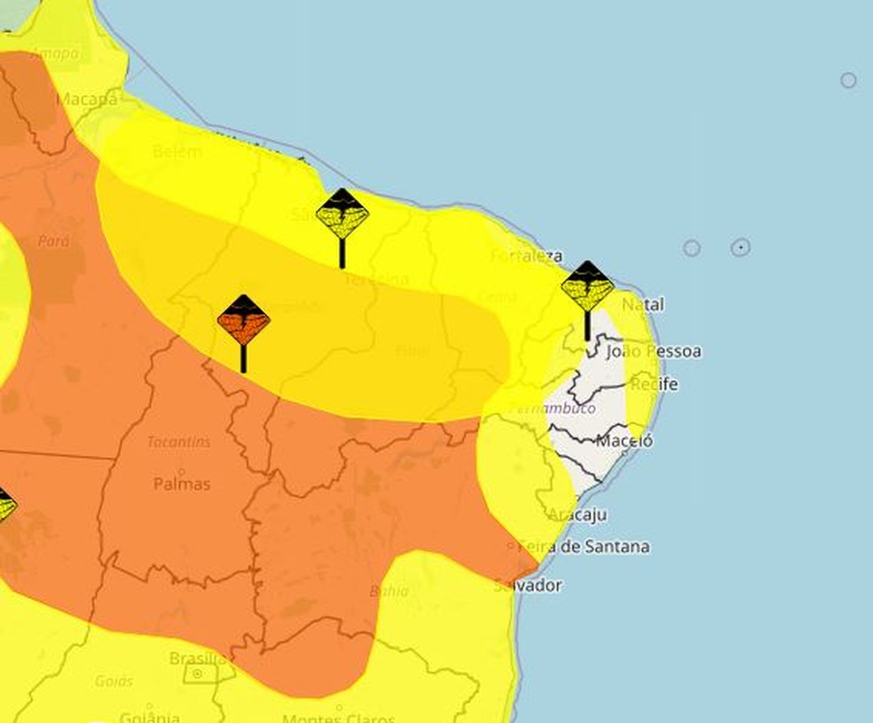 Alerta de chuvas intensas em cidades do RN — Foto: Divulgação/Inmet