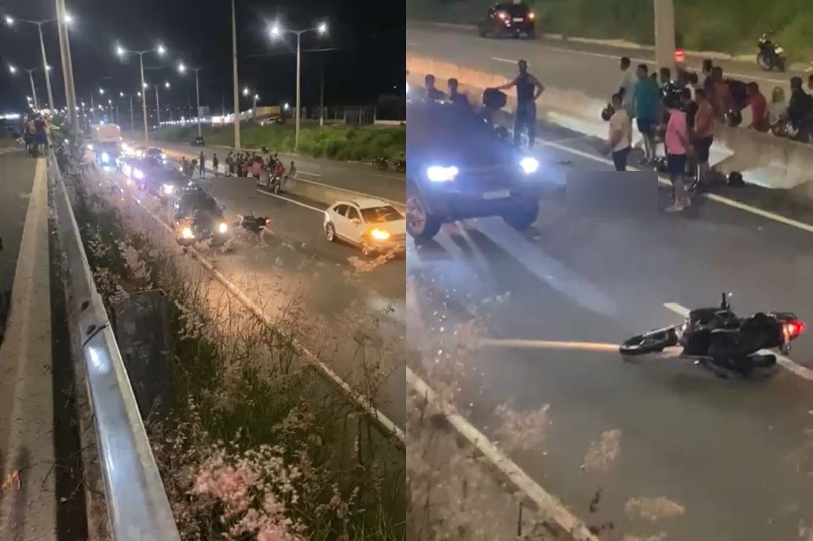 Motociclista fica gravemente ferida após bater em barreira e poste e tombar na BR-316, em Teresina