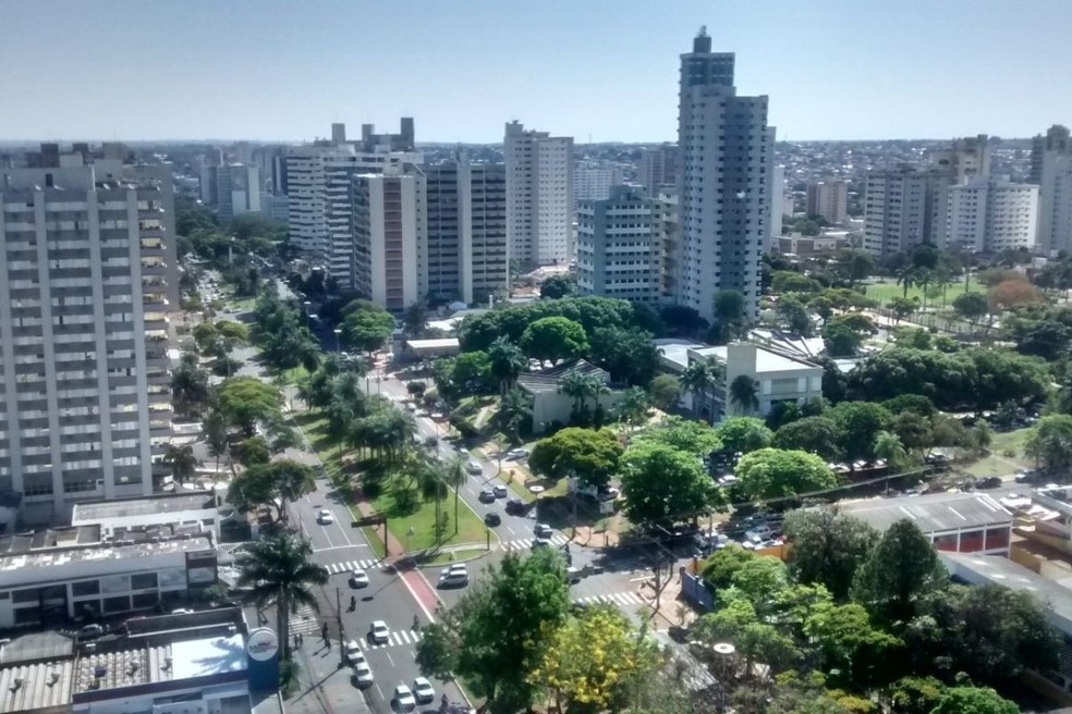 Visão aérea do Centro de Campo Grande, na Avenida Afonso Pena. — Foto: Reprodução/Prefeitura de Campo Grande