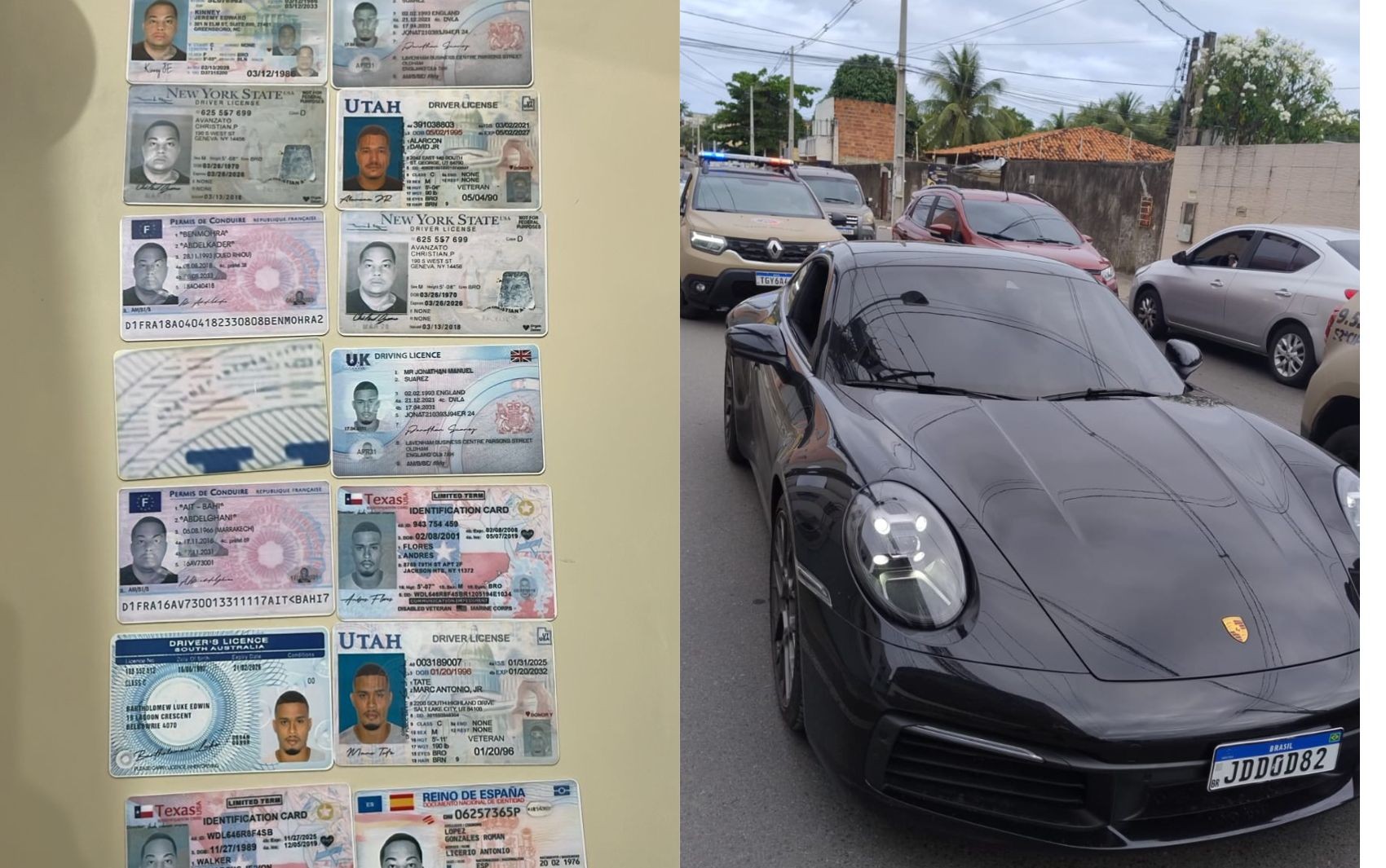 Jovem é preso com 14 carteiras de habilitação internacionais falsificadas após ser abordado dentro de porsche na Bahia