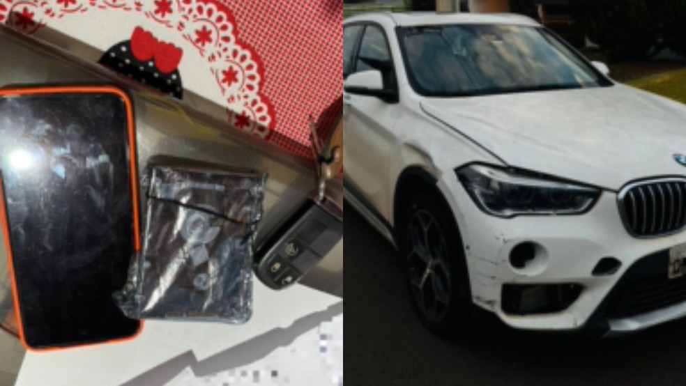 Veículo e celular apreendidos durante cumprimento e mandado em Campo Grande. — Foto: Polícia Federal