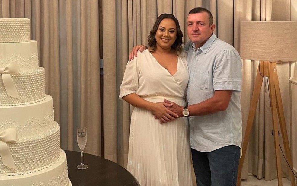  Thayná Lacerda e o marido, Marco Aurélio Rocha, que morreu durante acidente — Foto: Reprodução/Redes sociais