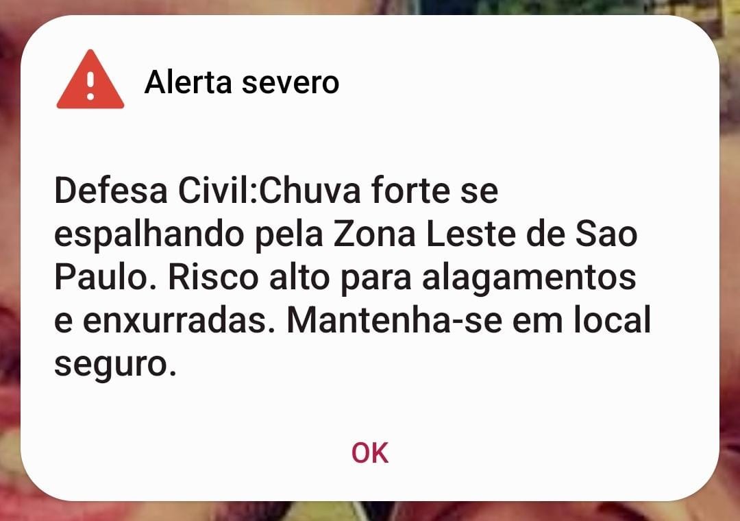 Zona Leste de SP entra em estado de atenção para alagamentos e moradores recebem alerta da Defesa Civil