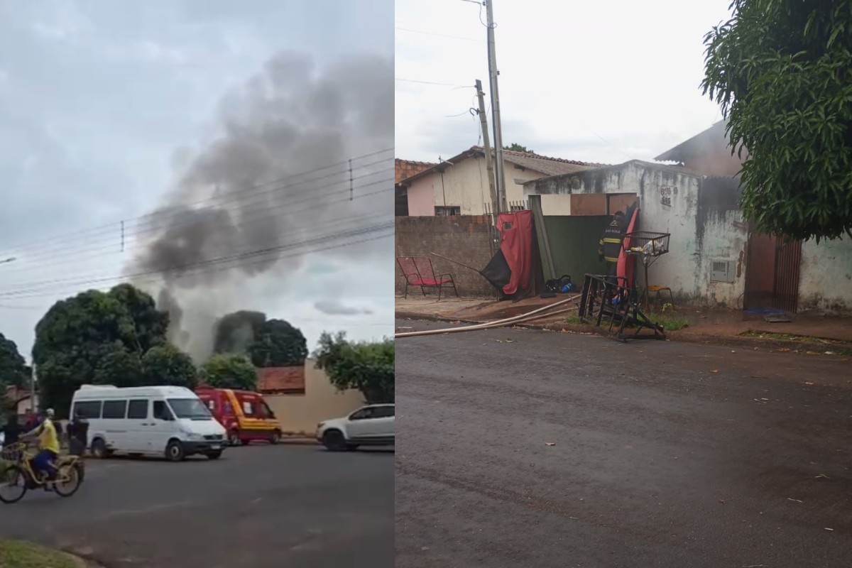 Incêndio atinge casa de alvenaria e mobiliza bombeiros em Teodoro Sampaio