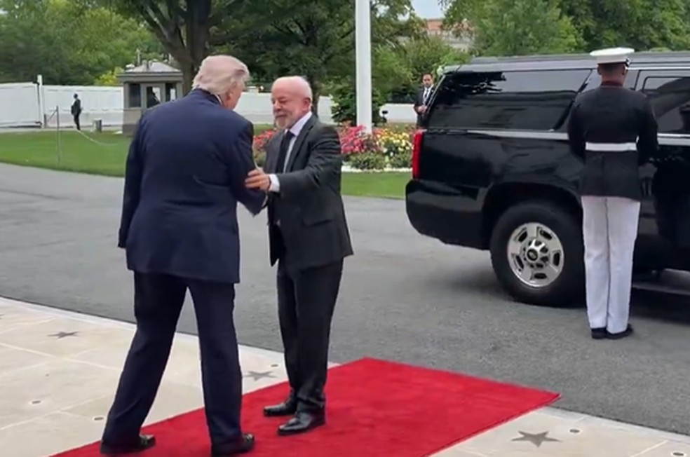 Lula chega à Casa Branca para encontro com Trump — Foto: Reprodução