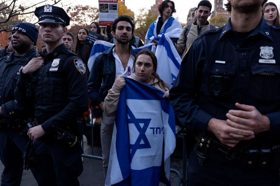 Líderes judeus estão enviando alertas para estudantes judeus sobre os protestos — Foto: Getty Images/Via BBC