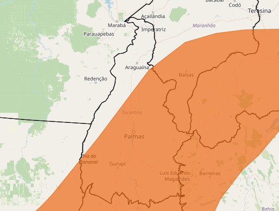 Tocantins tem dois alertas cobrindo quase todo estado e umidade do ar pode cair a 12%