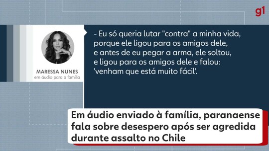 Em áudio enviado à família, paranaense agredida no Chile relata desespero durante assalto - Programa: G1 PR 