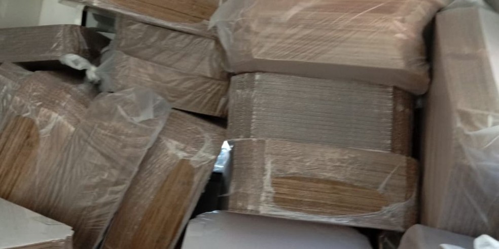 2 de 2
Vereador usou uma ambulância da Secretaria Municipal de Saúde para transportar 600 caixas de pizza — Foto: Redes sociais