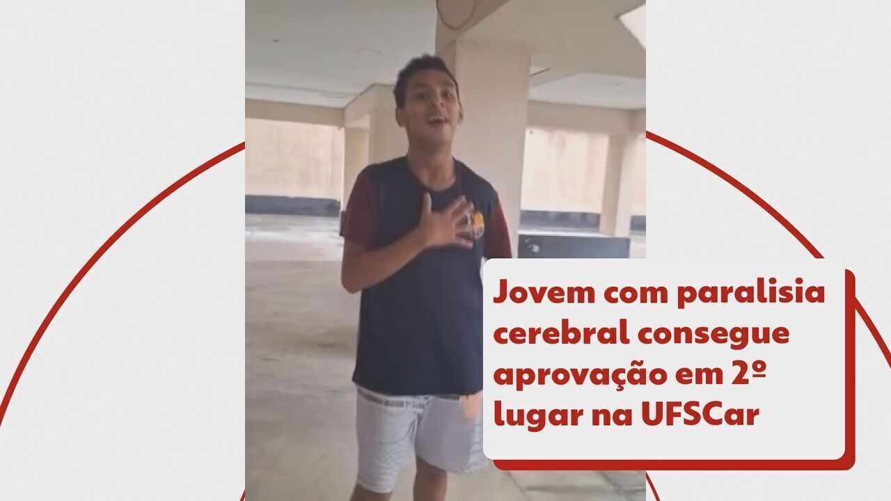 Jovem com paralisia cerebral é aprovado na UFSCar, e vídeo de comemoração viraliza; ASSISTA