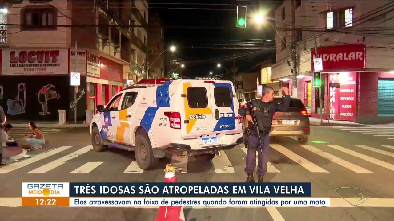 Três idosas são atropeladas por moto na faixa de pedestres em Vila Velha