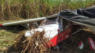 Aeronave do tipo ultraleve danificada — Foto: Andrê Nascimento /g1