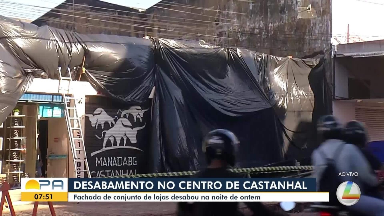 Fachada de prédio comercial desaba em Castanhal, no Pará