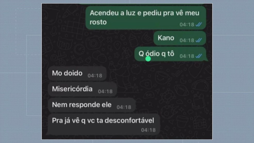 Mensagens da vítima da Zona Leste trocada com a amiga na segunda-feira (14). — Foto: Reprodução/TV Globo