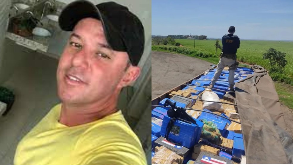 Jander Souza Patrocínio, ex-vereador de Araguari, foi preso com drogas e armas — Foto: Montagem (Redes Sociais e PRF)