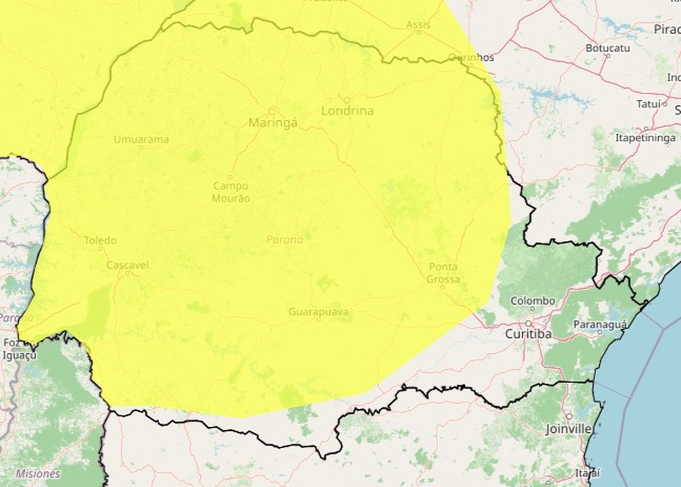 Alerta de tempestade do Inmet para esta segunda-feira (10) — Foto: Reprodução/Inmet