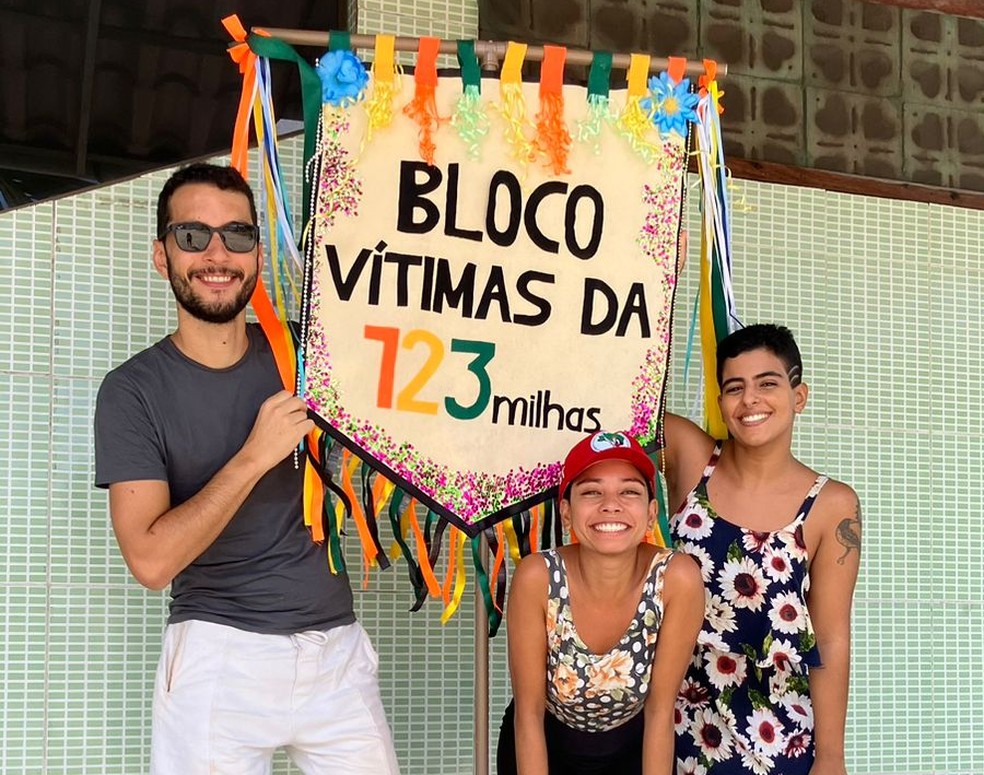 Cristiano Ferraz, Luana Reis e Marcela Aguiar, criadores do bloco — Foto: Marcela Aguiar/Acervo pessoal