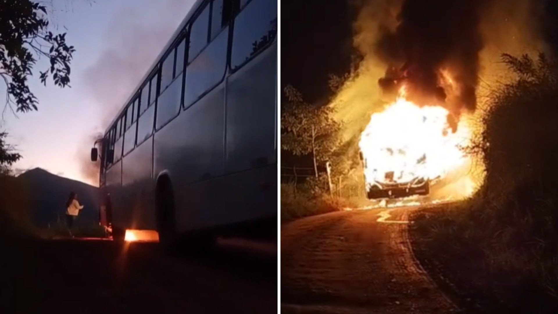 Ônibus pega fogo e passageiros escapam ilesos na zona rural de Eldorado, SP; VÍDEO